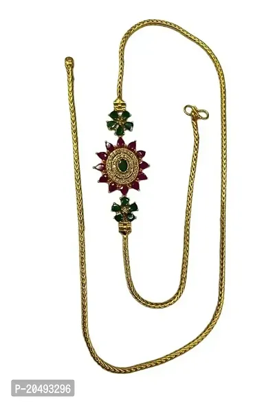 GATRADMA GOLD COVERING One Gram Micro Gold Plated Mugappu Chain for Women and Girls (Pack of 1) (Design 2)