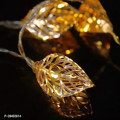 GATRADMA Gold Covering Leaves Shape Mini String LED Fairy Lights for Indoor and Outdoor Decoration with 2 Pin Power Plug