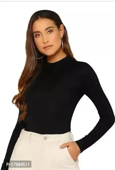 Elegant Black Cotton Blend Solid Top For Women