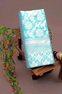 Beautiful Blue Silk Blend Saree with Blouse piece For Women-thumb4