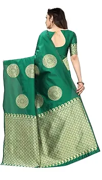 Beautiful Green Silk Blend Saree with Blouse piece For Women-thumb1