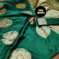 Beautiful Green Silk Blend Saree with Blouse piece For Women-thumb3