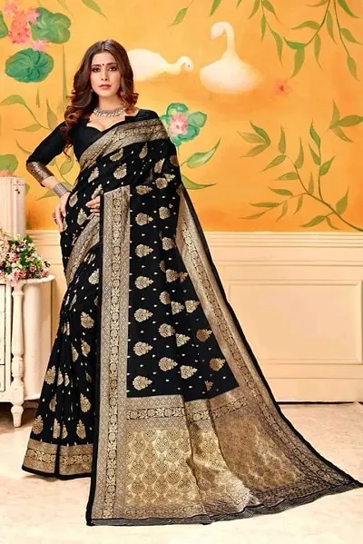 Elegant Cotton Silk Banarsi Saree With Blouse Piece For Women