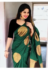 Beautiful Green Silk Blend Saree with Blouse piece For Women-thumb2