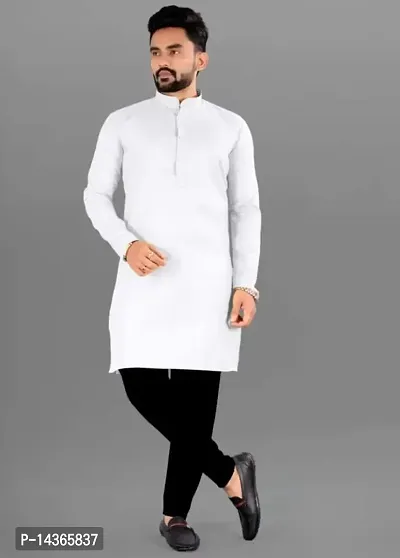 Simran Creation Men's Casual Regular Fit Solid Cotton Kurta for Men, Men's Kurta, Men's Casual Kurta-thumb4