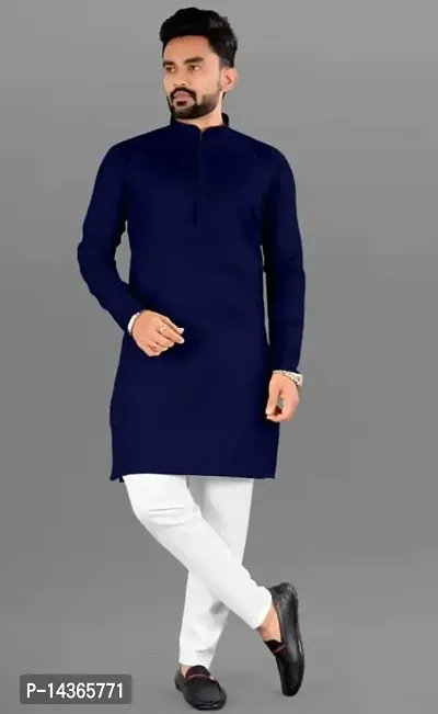 Simran Creation Men's Casual Regular Fit Solid Cotton Kurta for Men, Men's Kurta, Men's Casual Kurta-thumb3