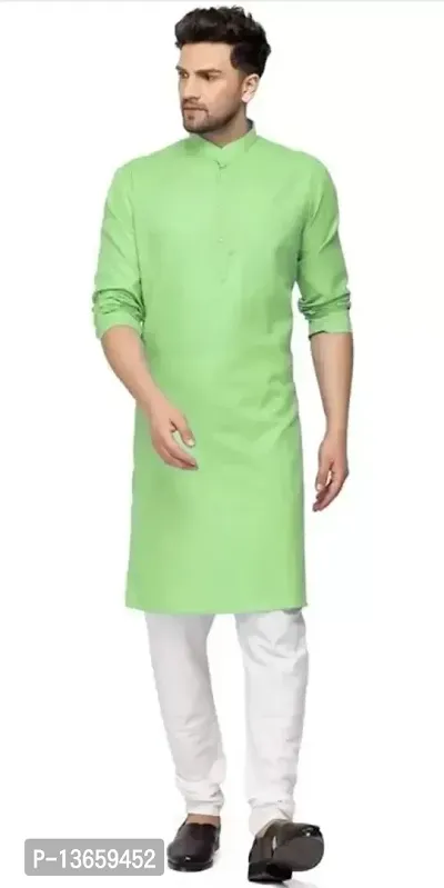 Stylish Fancy Cotton Blend Straight Kurta For Men-thumb0