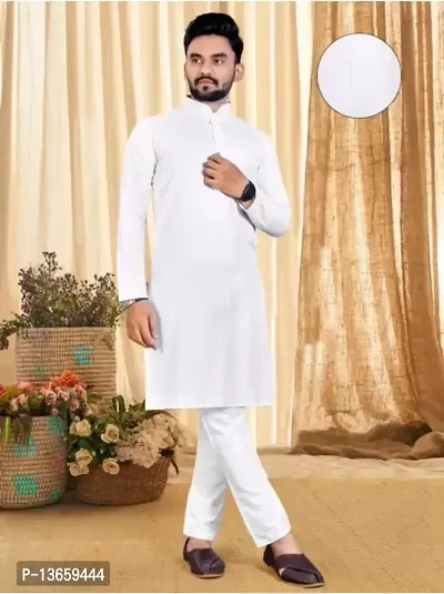 Stylish Fancy Cotton Blend Straight Kurta For Men-thumb0