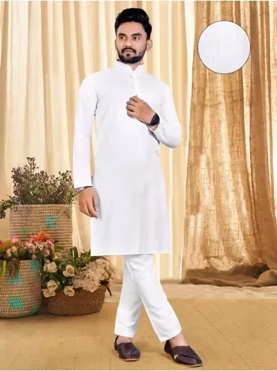 Stylish Fancy Blend Straight Kurta For Men