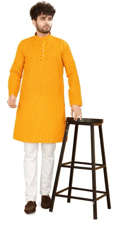 Reliable Blend Knee Length Kurta For Men