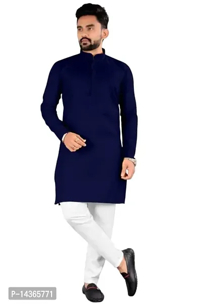 Simran Creation Men's Casual Regular Fit Solid Cotton Kurta for Men, Men's Kurta, Men's Casual Kurta-thumb0