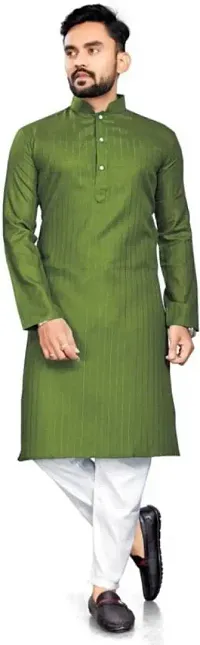 Enmozz Men's Textured Lining Kurta