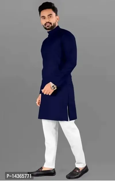 Simran Creation Men's Casual Regular Fit Solid Cotton Kurta for Men, Men's Kurta, Men's Casual Kurta-thumb2