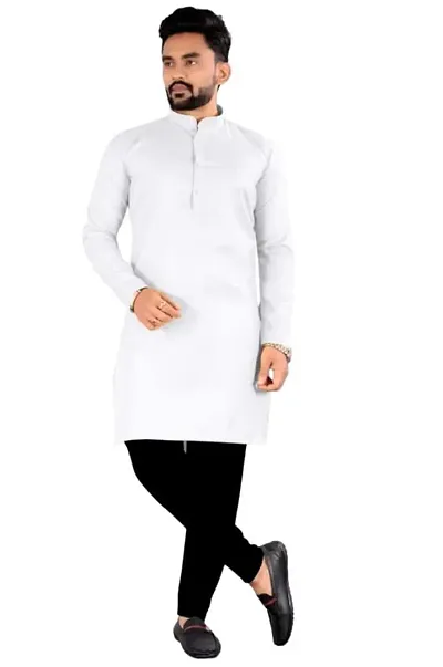 Stylish Fancy Blend Straight Kurta For Men