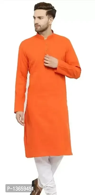 Stylish Fancy Cotton Blend Straight Kurta For Men