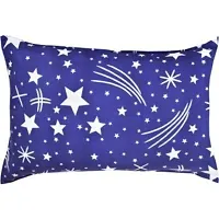 KIHOME Printed Microfibre Pillow Covers  Pillow Case (Set of 2) (4pcs Pillow Covers) (Blue Star)-thumb1