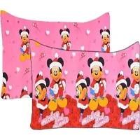 KIHOME Printed Microfibre Pillow Covers & Pillow Case (Set of 2 pcs Pillow Covers) (Pink Mickey)-thumb2