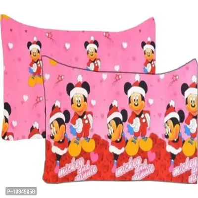 KIHOME Printed Microfibre Pillow Covers & Pillow Case (Set of 2 pcs Pillow Covers) (Pink Mickey)-thumb3