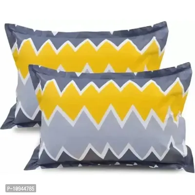 KIHome Microfiber 144 TC Pillow Cover, 17"" x 27"" Inch, Set of 2 ( Yellow & Pink)-thumb2