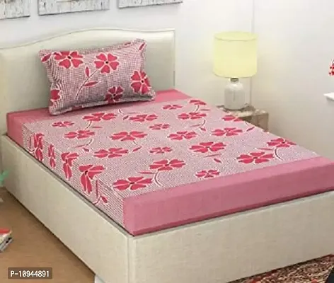 KIHOME Microfibre Cotton 144 TC Bedsheet (Single_Pink)