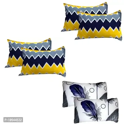 KIHome Microfiber 144 TC Pillow Cover, 17 x 27 Inch, Microfiber Beautiful Printed Pillow Cover Set of 3 ( Yellow  White, Black)-thumb0