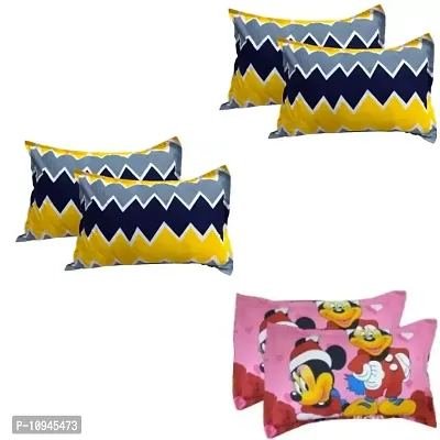 KIHome Microfiber 144 TC Pillow Cover, 17"" x 27"" Inch, Microfiber Beautiful Mickey Printed Pillow Cover Set of 3 ( Yellow & Pink)-thumb0