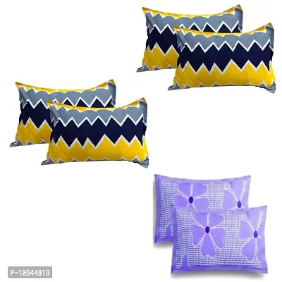 KIHome Microfiber 144 TC Pillow Cover, 17 x 27 Inch, Microfiber Beautiful Printed Pillow Cover Set of 3 ( Yellow  Purple)-thumb0