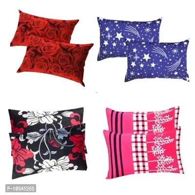 KIHome Pillow Cover Combo of 8 Pcs (Set of 4)