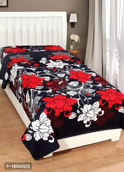 KIHOME 144 TC Microfiber Printed 1 Single Bedsheet Without Pillow Cover (Size: 60 x 90 inch, Color :Black Topsheet)