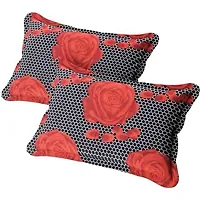 KIHOME Printed Microfibre Pillow Covers & Pillow Case (Set of 2) (4pcs Pillow Covers) (Sikka Black)-thumb1