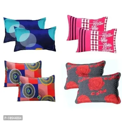 KIHOME Beautiful Microfiber Printed Pillow Cover Set of 4- ( Multi-Color , Black )