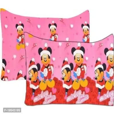 KIHOME Printed Microfibre Pillow Covers  Pillow Case (Set of 2) (4pcs Pillow Covers) (Pink Mickey)-thumb2