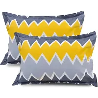 KIHome Microfiber 144 TC Pillow Cover, 17"" x 27"" Inch, Set of 2 ( Yellow & Black White )-thumb1