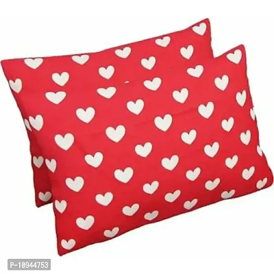 KIHOME Printed Microfibre Pillow Covers  Pillow Case (Set of 2) (4pcs Pillow Covers) (Red Heart)-thumb0