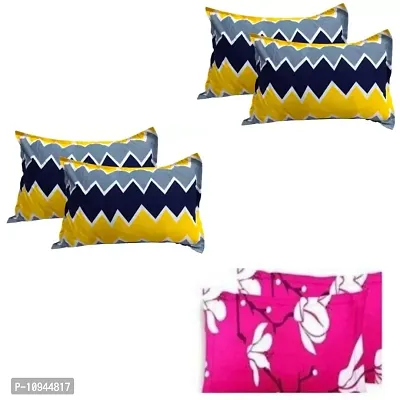 KIHome Microfiber 144 TC Pillow Cover, 17"" x 27"" Inch, Microfiber Beautiful Flower Printed Pillow Cover Set of 3 ( Yellow & Pink)