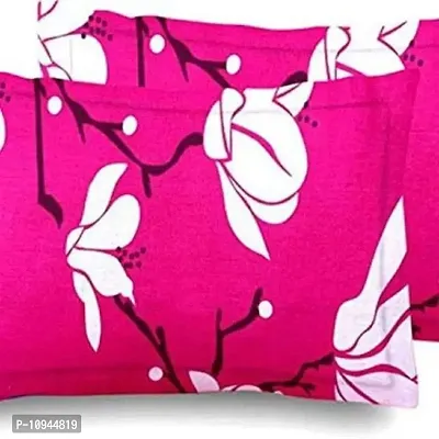 KIHOME Printed Microfibre Pillow Covers  Pillow Case (Set of 2) (4pcs Pillow Covers) (Pink Flower)-thumb0