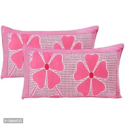 KIHOME Printed Microfibre Pillow Covers  Pillow Case (Set of 2) (4pcs Pillow Covers) (Pink Fruti)-thumb0