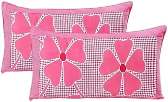 KIHOME Beautiful Microfiber Printed Pillow Cover- Pink Set of 2-thumb1