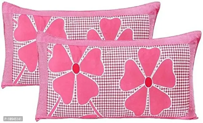 KIHOME Beautiful Microfiber Printed Pillow Cover- Pink Set of 2-thumb2