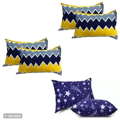 KIHome Microfiber 144 TC Pillow Cover, 17 x 27 Inch, Microfiber Beautiful Printed Pillow Cover Set of 3 ( Yellow  Navy)