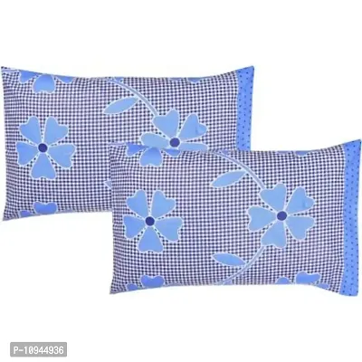 KIHOME Printed Microfibre Pillow Covers & Pillow Case (Set of 2) (4pcs Pillow Covers) (Blue Fruti)-thumb0