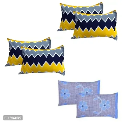 KIHome Microfiber 144 TC Pillow Cover, 44"" x 69"" cm, Microfiber Beautiful Printed Pillow Cover Set of 3 ( Yellow & Blue)