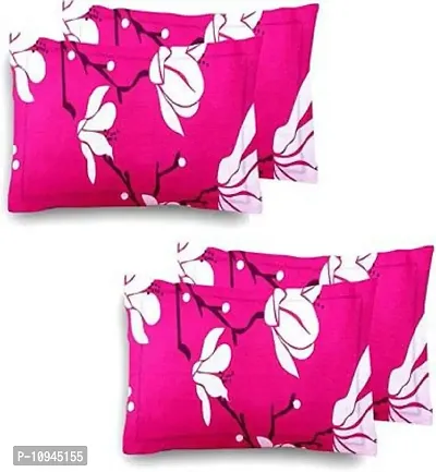 KIHOME Beautiful Microfiber Pink Color Floral Pillow Cover - Pack of 2