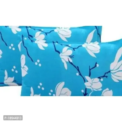 KIHOME Printed Microfibre Pillow Covers  Pillow Case (Set of 2 pcs Pillow Covers) (Blue Flower)-thumb2