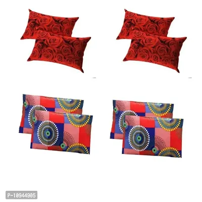 KIHOME 144TC Microfiber Pillow Cover Combo of 8 Pcs (Set of 4, Standard, Red)-thumb0