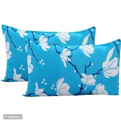 KIHOME Printed Microfibre Pillow Covers  Pillow Case (Set of 2 pcs Pillow Covers) (Blue Flower)