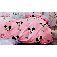 KIHOME 144TC Microfiber King Size Double Bedsheet with 2 Pillow Covers- Pink Mickey-thumb1