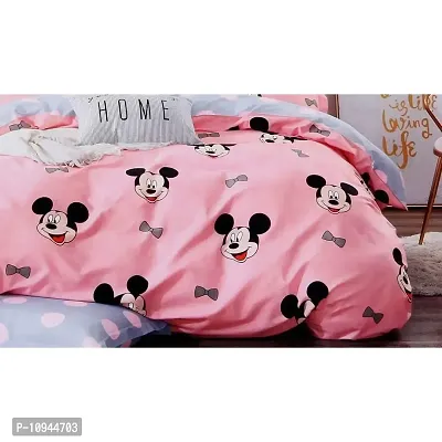 KIHOME 144TC Microfiber King Size Double Bedsheet with 2 Pillow Covers- Pink Mickey-thumb2