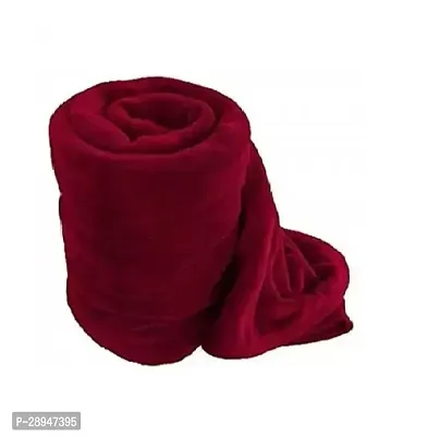 KIHOME Solid Fleece Coral Single Blanket Warm Blanket Pack of 1 (Maroon)-thumb0
