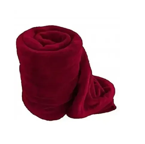 KIHOME Solid Fleece Coral Single Blanket Warm Blanket Pack of 1 (Maroon)
